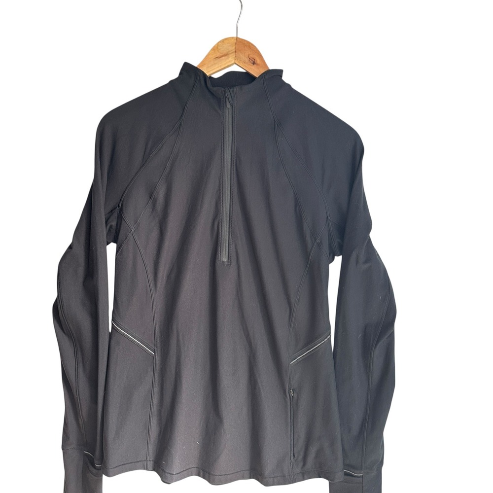 Lululemon Fresh Track Black Half Zip Long‎ Sleeve Pullover Athleisure Size 10